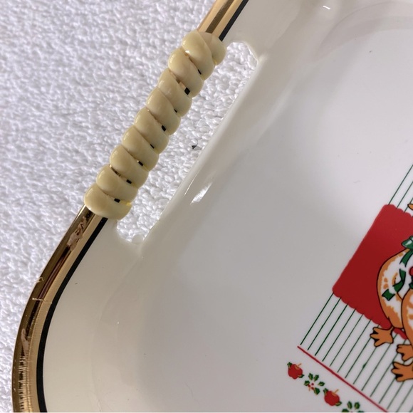 Vintage Country Ribbon Geese Cream Red Green Christmas Tray - Picture 8 of 14